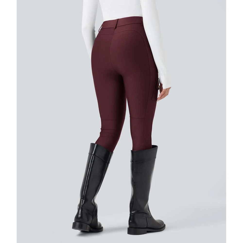Halara nwt M Burgundy red‎ High Waisted Equestrian Cargo Leggings with Pockets